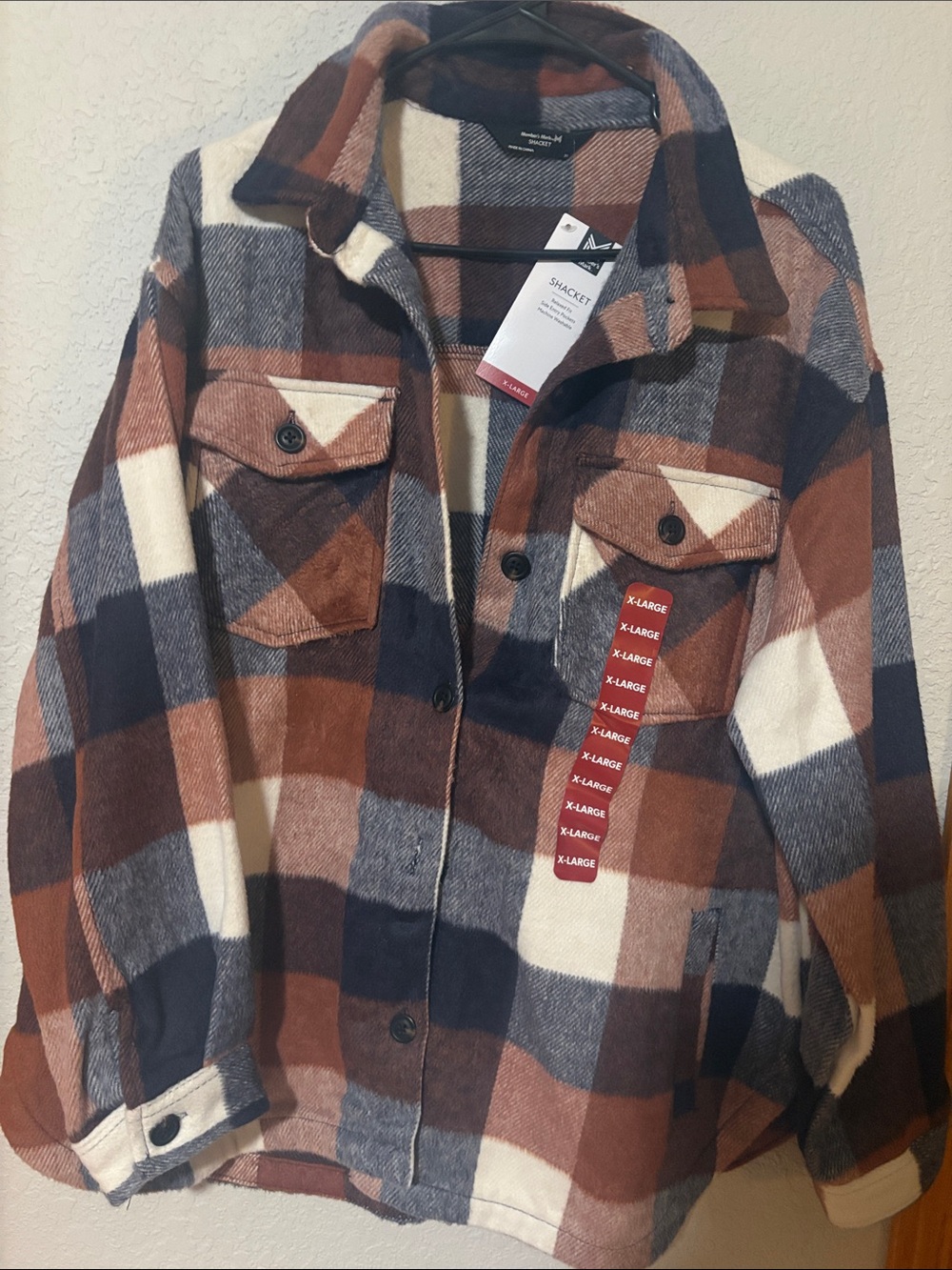 Women’s Plaid Shacket Jacket - Brown & Cream